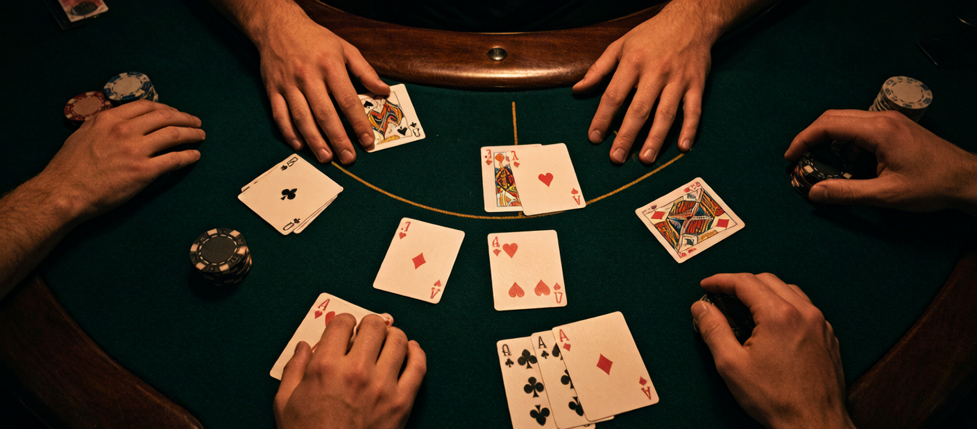 Friends playing blackjack at a social table